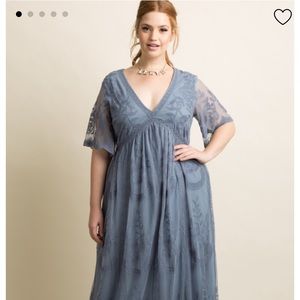 Plus size lace mesh overlay maxi dress